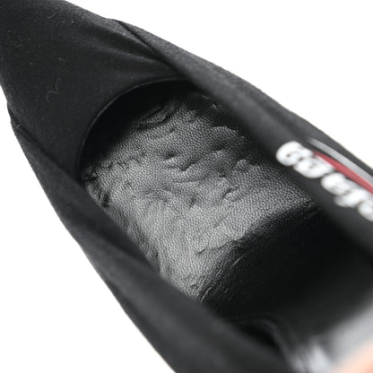 Balenciaga Jersey Crepe Political Campaign Logo Knife 115 Pointed Pumps 38 Black White Rouge 10 of 11