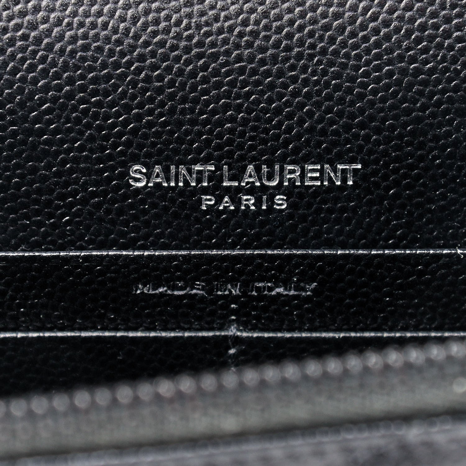 Saint Laurent Grain De Poudre Matelasse Chevron Monogram Envelope Chain Wallet Black 8 of 8