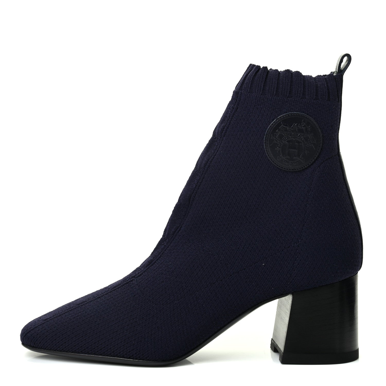 Hermes Knit Calfskin Volver Ankle Boots 37.5 Bleu Diplomatique 1 of 9