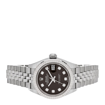 Rolex Stainless Steel 18K White Gold Diamond 28mm Oyster Perpetual Datejust Watch Dark Grey 279174 2 of 5