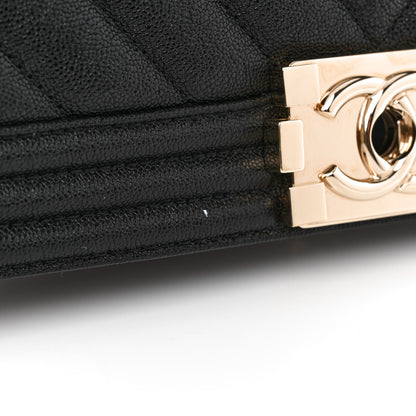 Chanel Caviar Chevron Quilted Medium Boy Flap Black 10 of 11