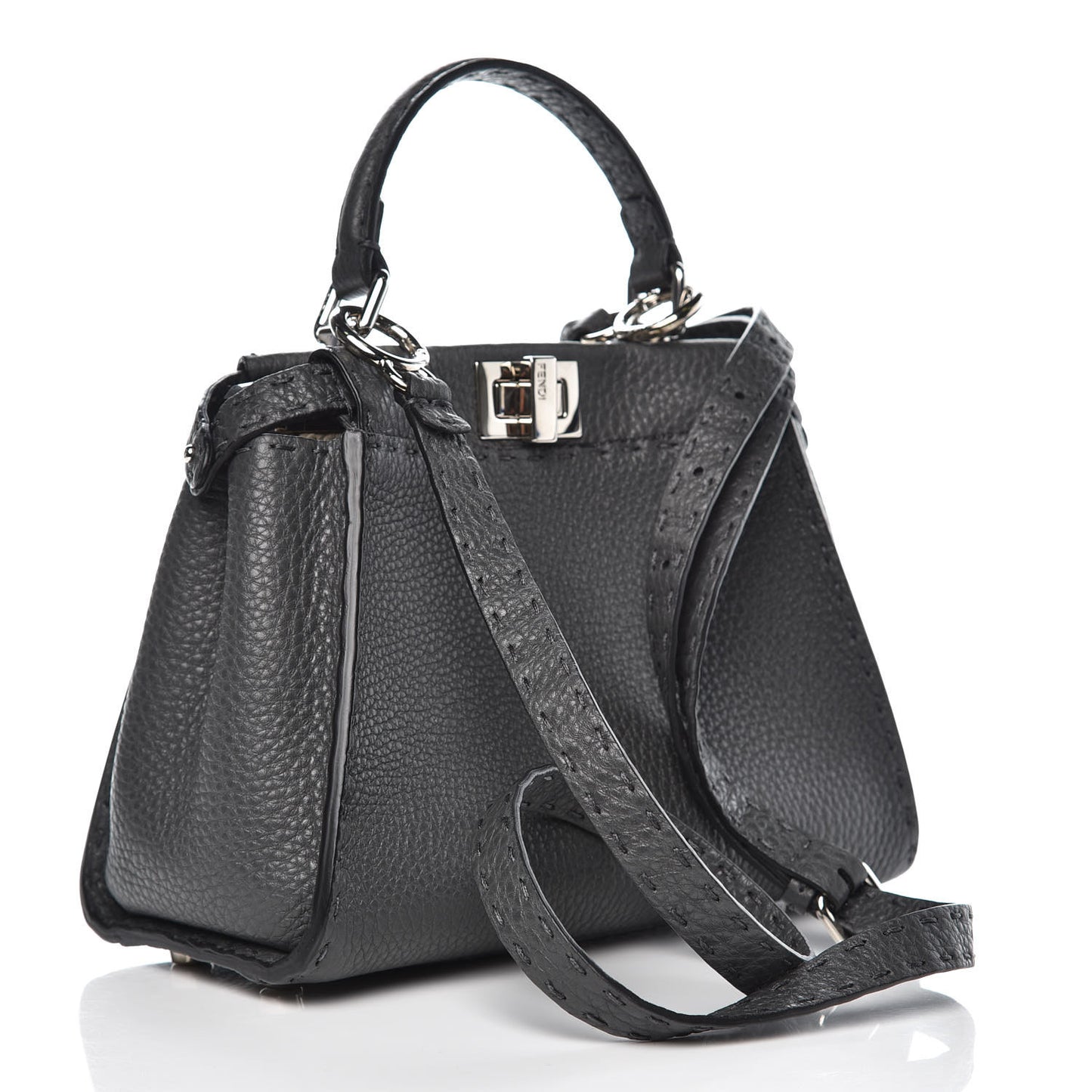 Cuoio Romano Selleria Bi-Color Mini Peekaboo Iconic Satchel Asfalto Latte