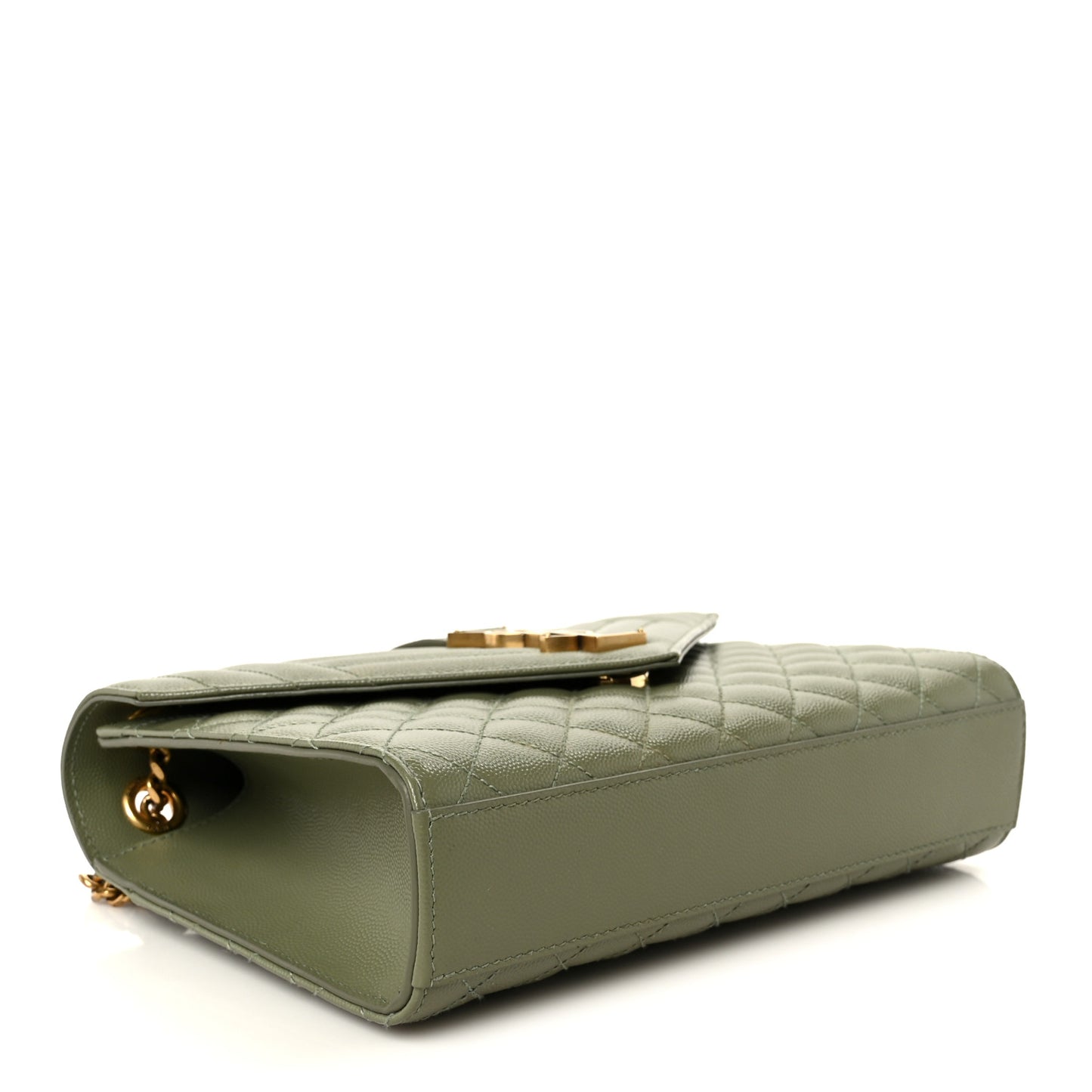Grain De Poudre Textured Mixed Matelasse Triquilt Medium Monogram Satchel Light Sage