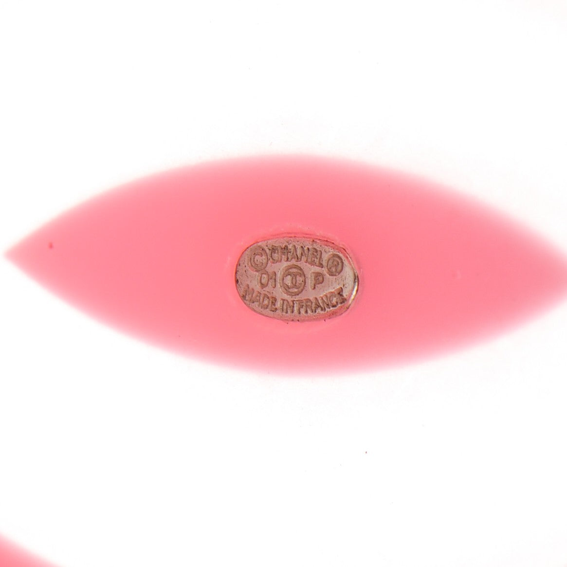 Chanel Resin CC Wide Cuff White Pink 4 of 4