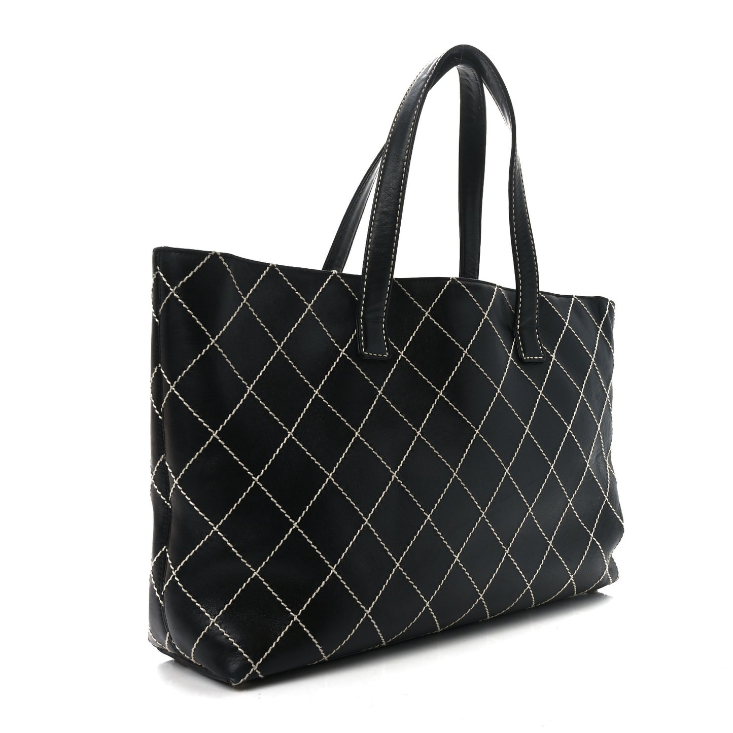 Calfskin Wild Stitch Large Tote Black