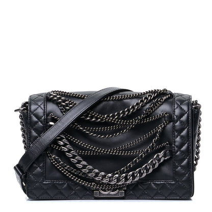 Chanel Calfskin Enchained New Medium Boy Flap Black 1 of 5
