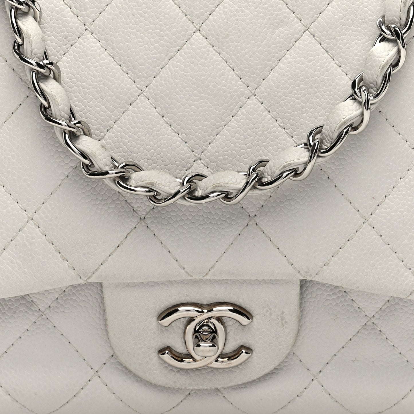 Caviar Quilted Jumbo Single Flap White