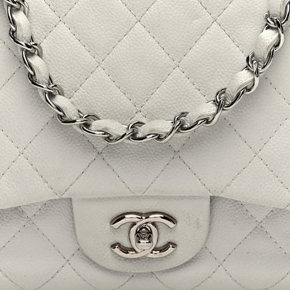 Chanel Caviar Quilted Jumbo Single Flap White 8 of 10