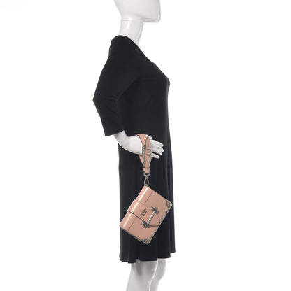 Prada Spazzolato Soft Calf Cahier Chain Wristlet Clutch Pesca 2 of 9