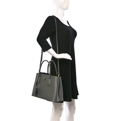 Prada Saffiano Cuir Small Double Bag Ardesia Black 3 of 8