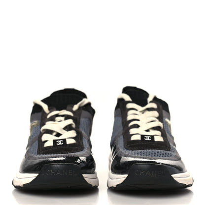 Chanel Fabric Suede Calfskin Womens CC Sneakers 39 Black Grey 2 of 7