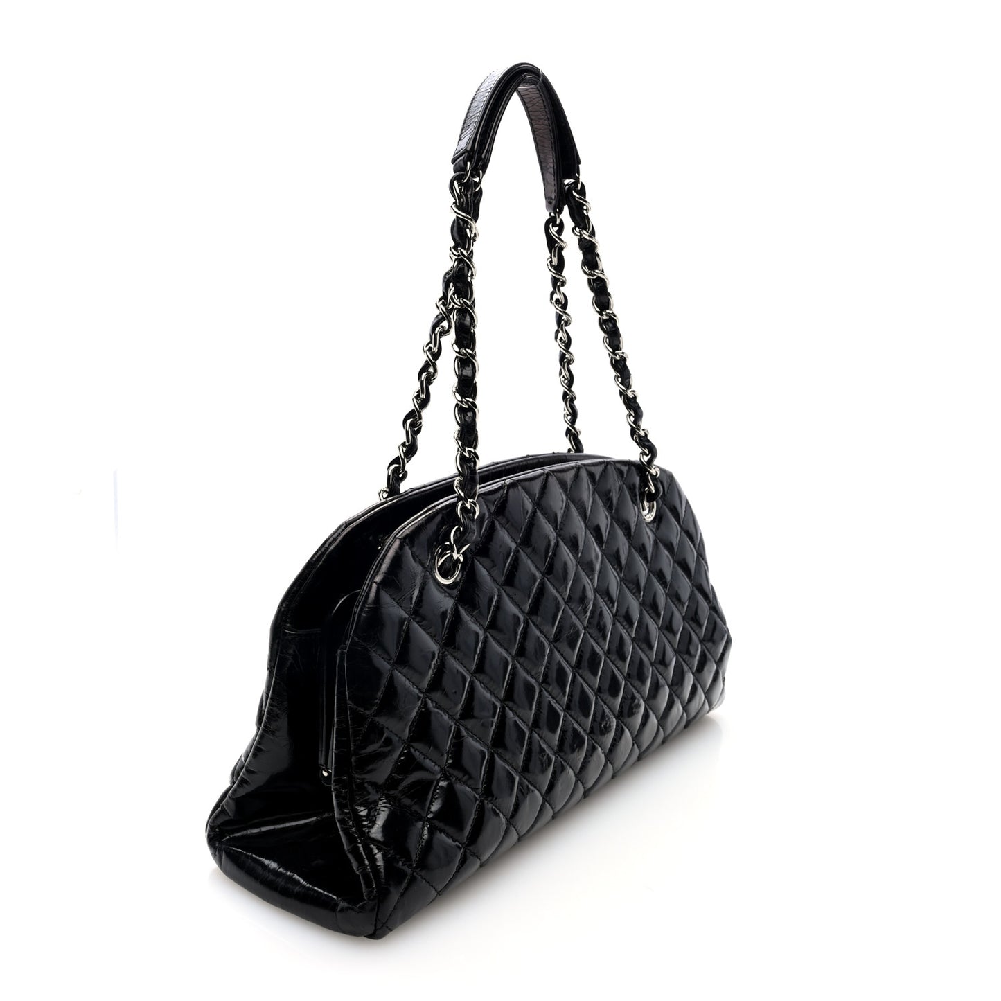 Patent Quilted Medium Just Mademoiselle Bowling Bag Black