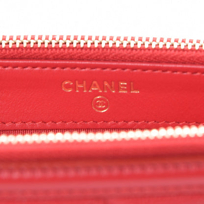 Chanel Caviar Quilted CC Filigree Clutch With Chain Red 6 of 9