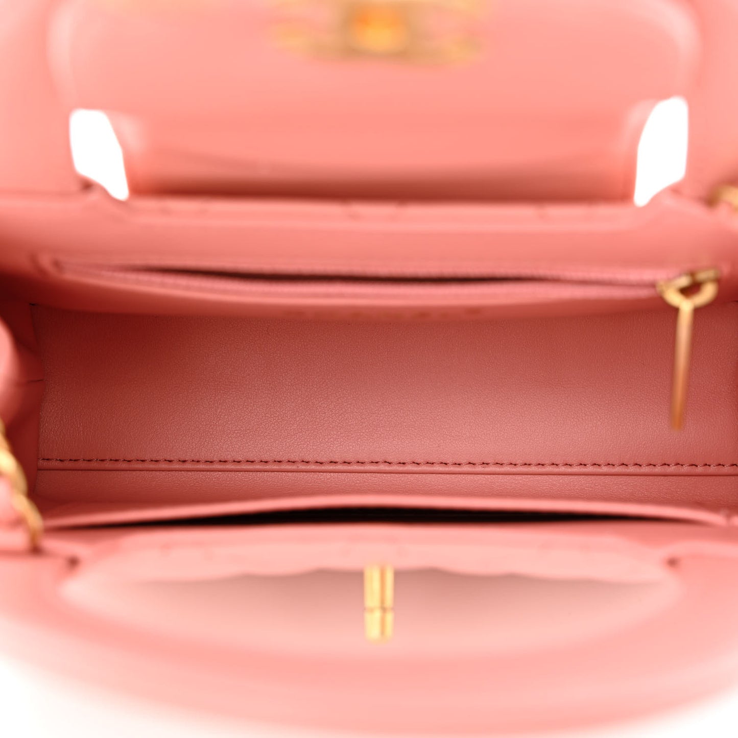 Shiny Aged Calfskin Quilted Nano Kelly Shopper Coral Pink