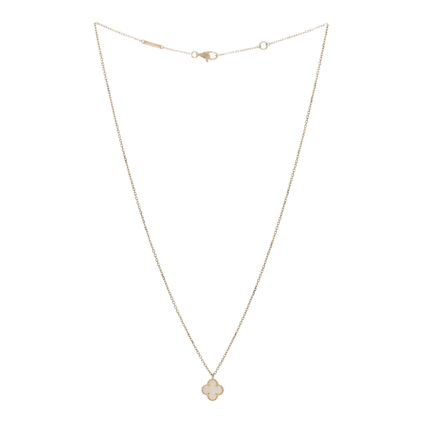 VAN CLEEF & ARPELS 18K Yellow Gold Mother of Pearl Sweet Alhambra Pendant Necklace