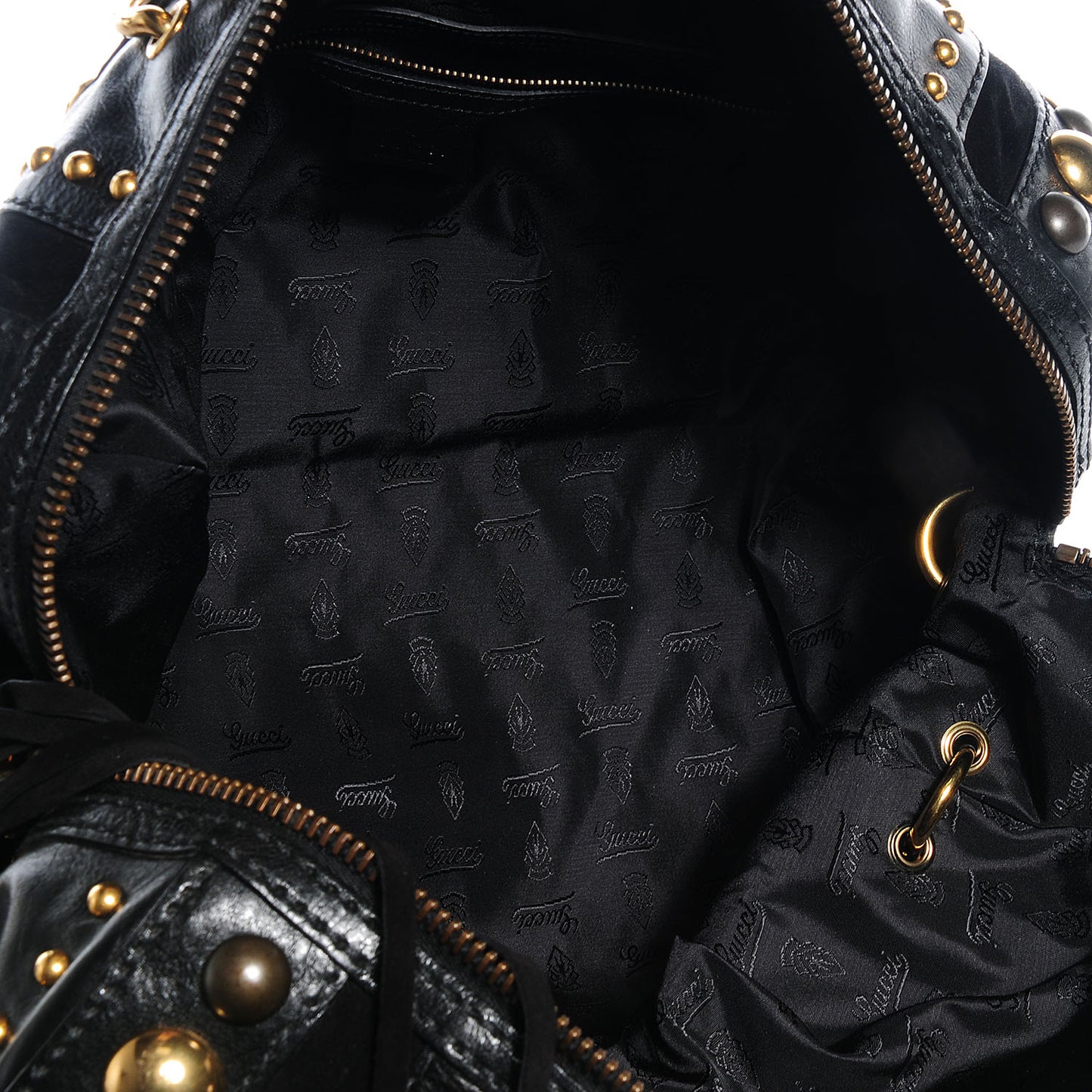 Leather Babouska Studded Large Boston Black