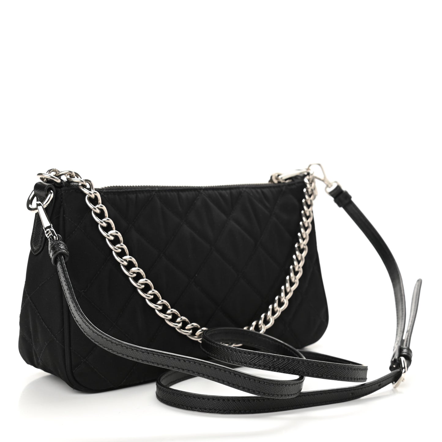 Nylon Tessuto Impuntu Quilted Crossbody Bag Black