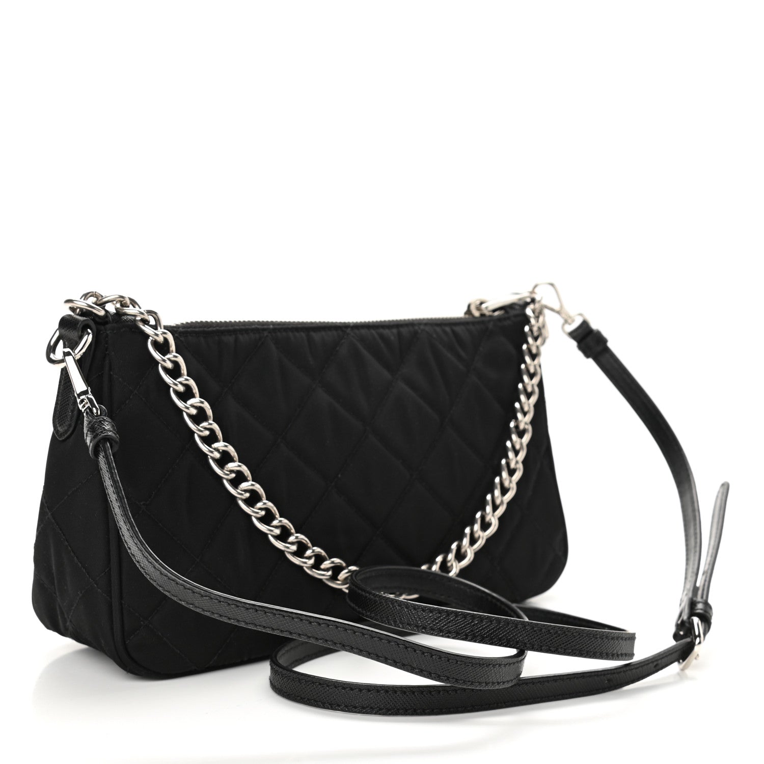 Prada Nylon Tessuto Impuntu Quilted Crossbody Bag Black 2 of 9