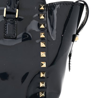 Valentino Garavani Patent Small Rockstud Double Handle Tote Marine 15 of 20
