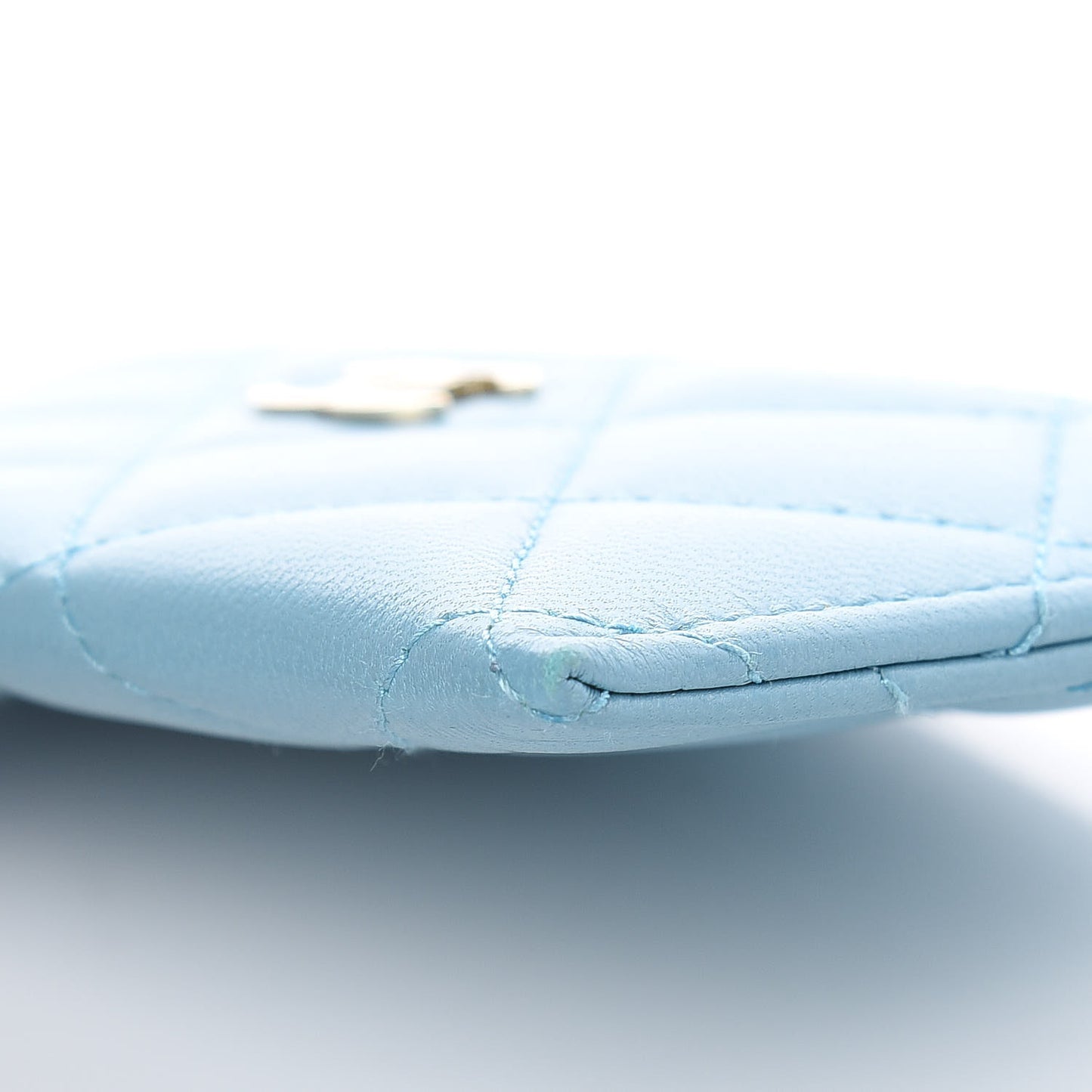 Lambskin Quilted Card Holder Light Blue