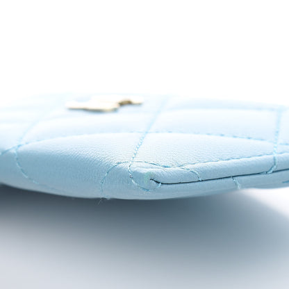 Chanel Lambskin Quilted Card Holder Light Blue 10 of 11