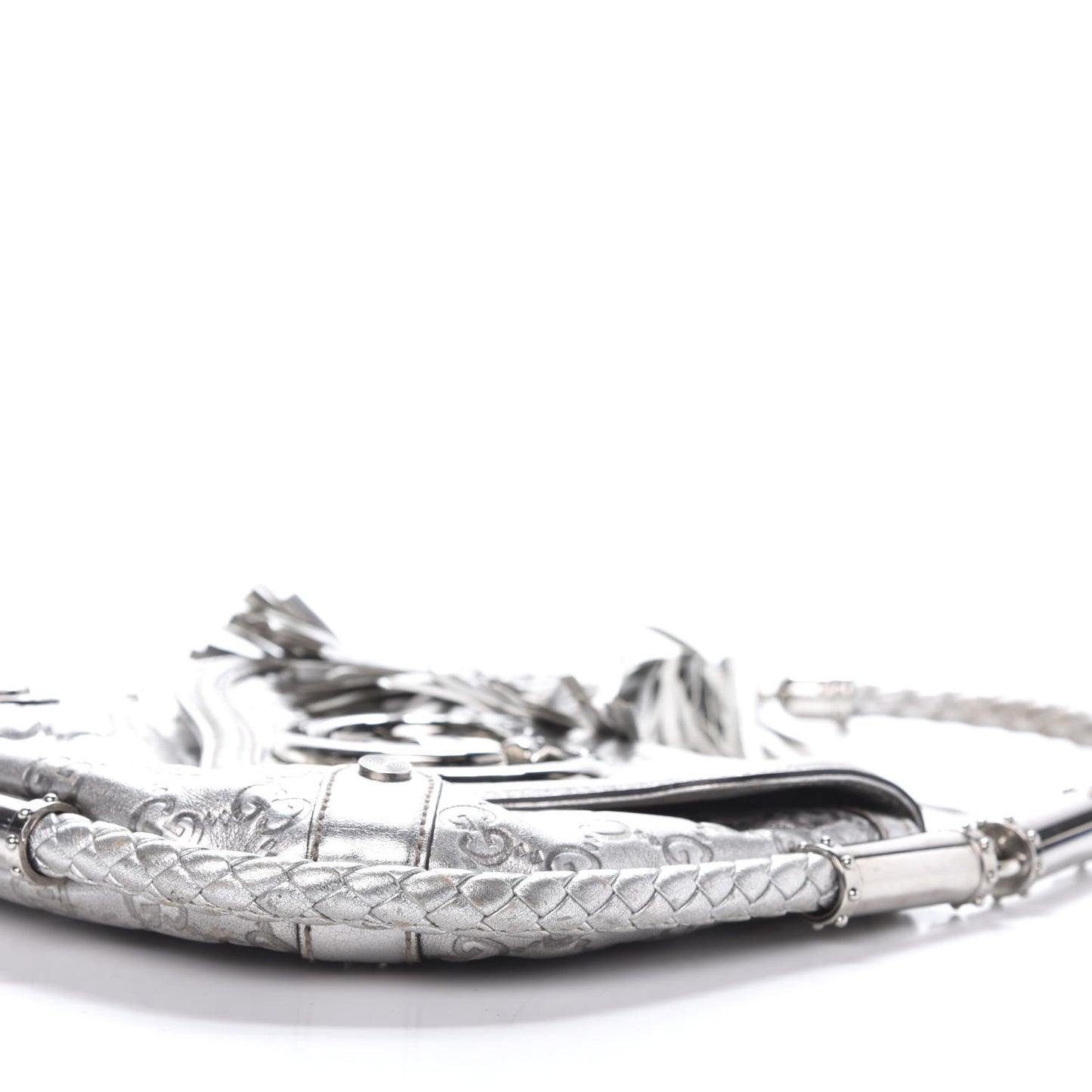 Guccissima Small Britt Tassel Shoulder Bag Silver