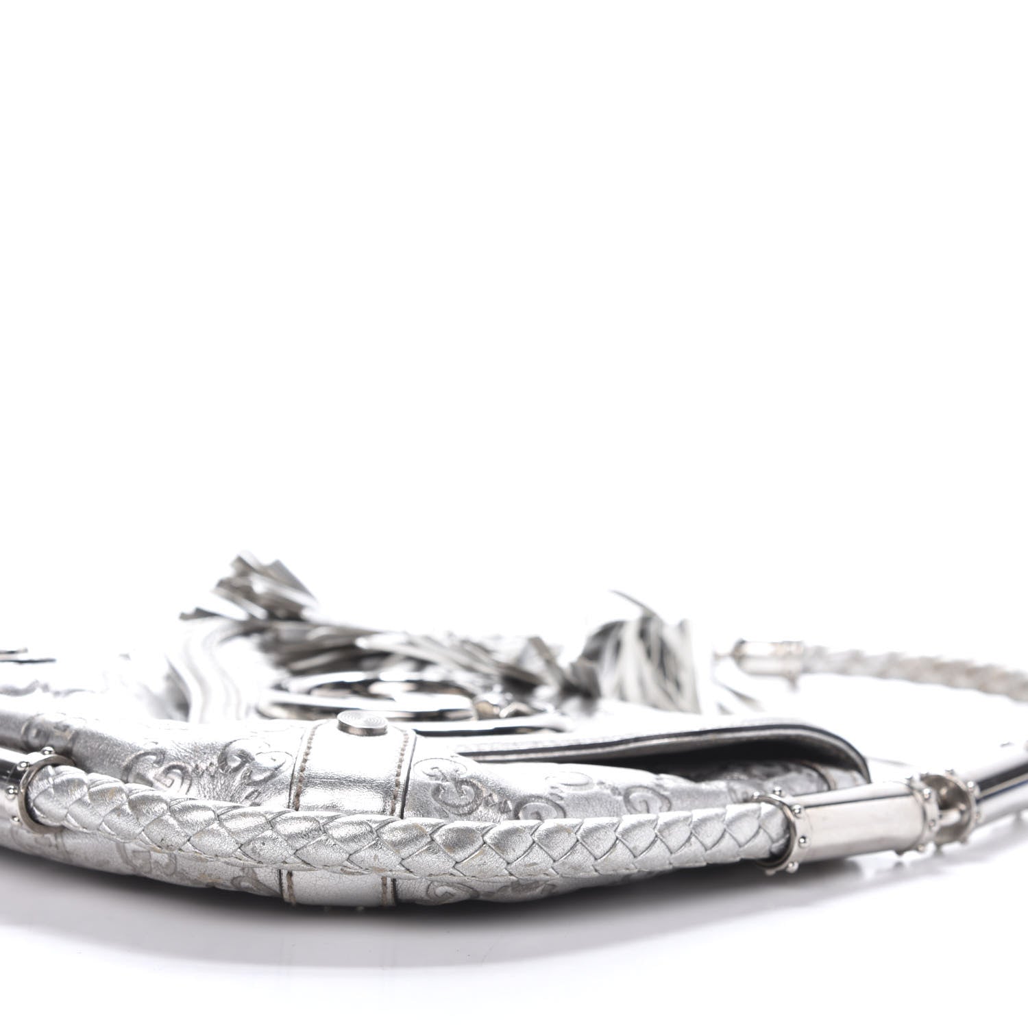 Gucci Guccissima Small Britt Tassel Shoulder Bag Silver 8 of 17