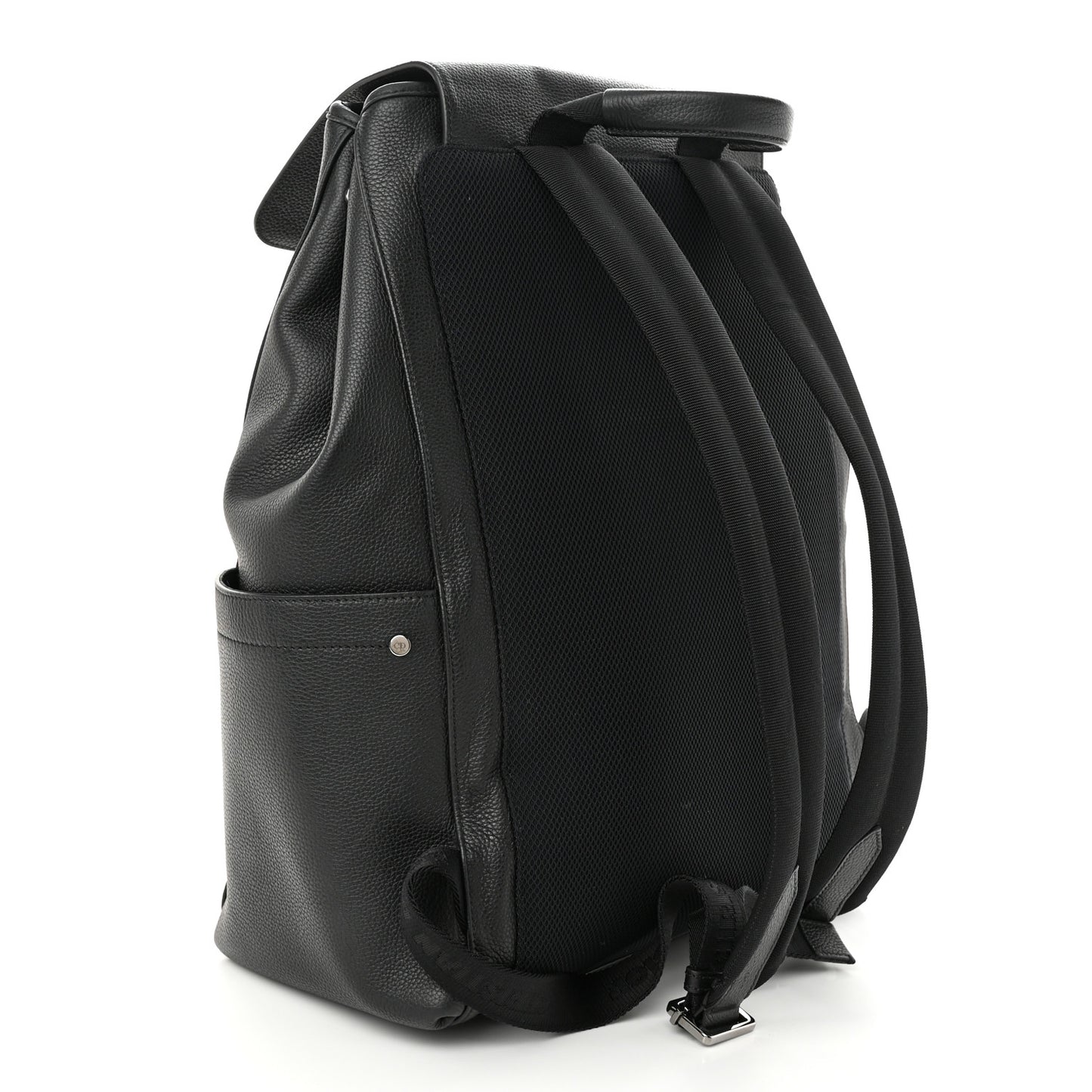 Grained Calfskin Saddle Backpack Black