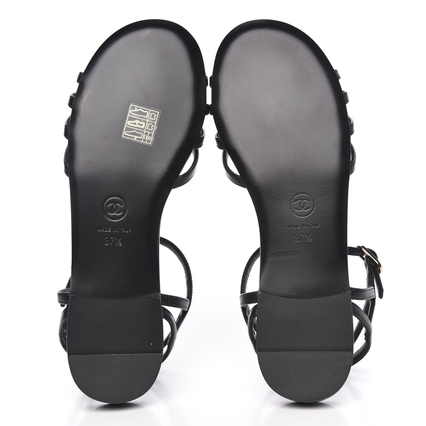 Calfskin CC Chain Sandals 37.5 Black