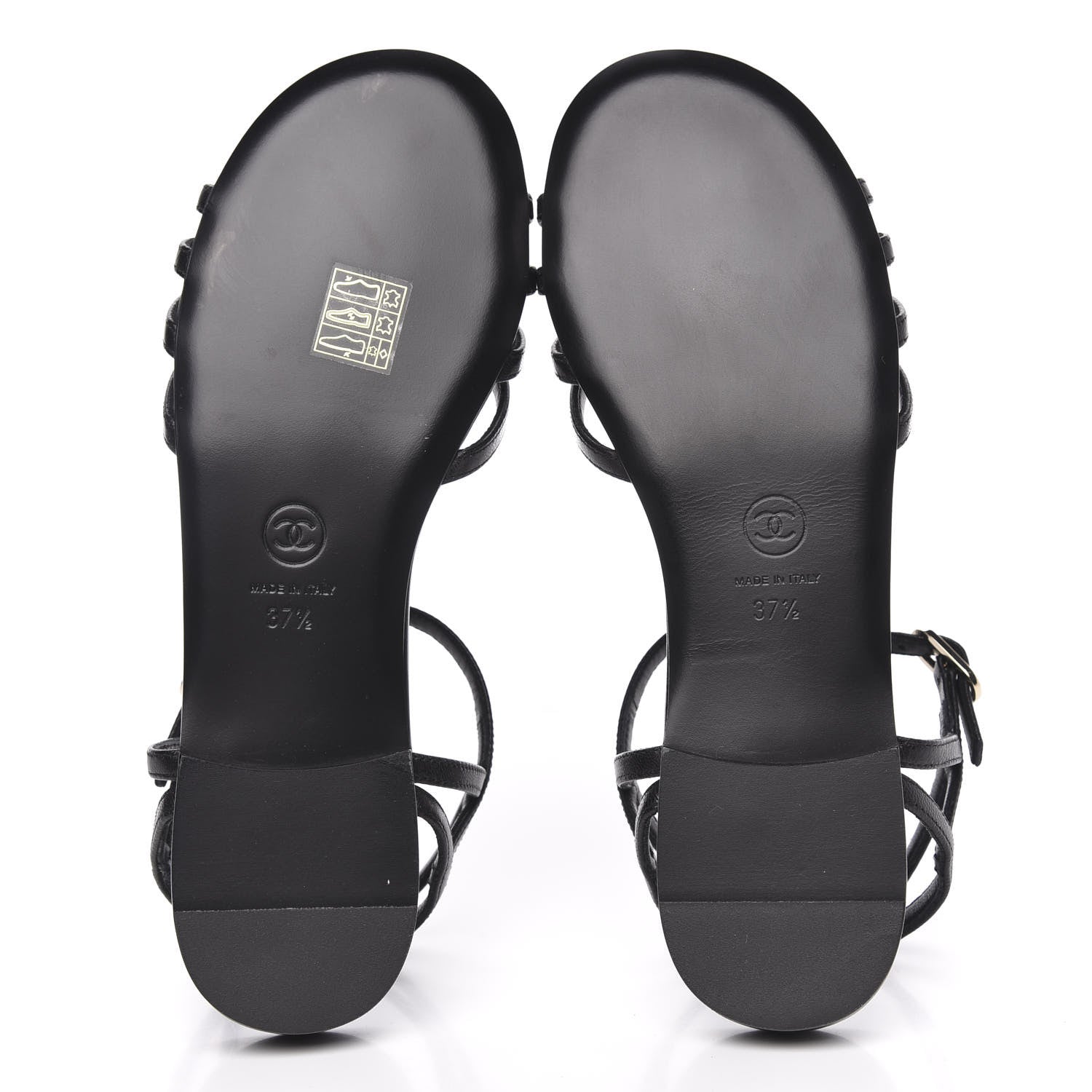 Chanel Calfskin CC Chain Sandals 37.5 Black 5 of 8