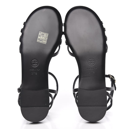 Chanel Calfskin CC Chain Sandals 37.5 Black 5 of 8