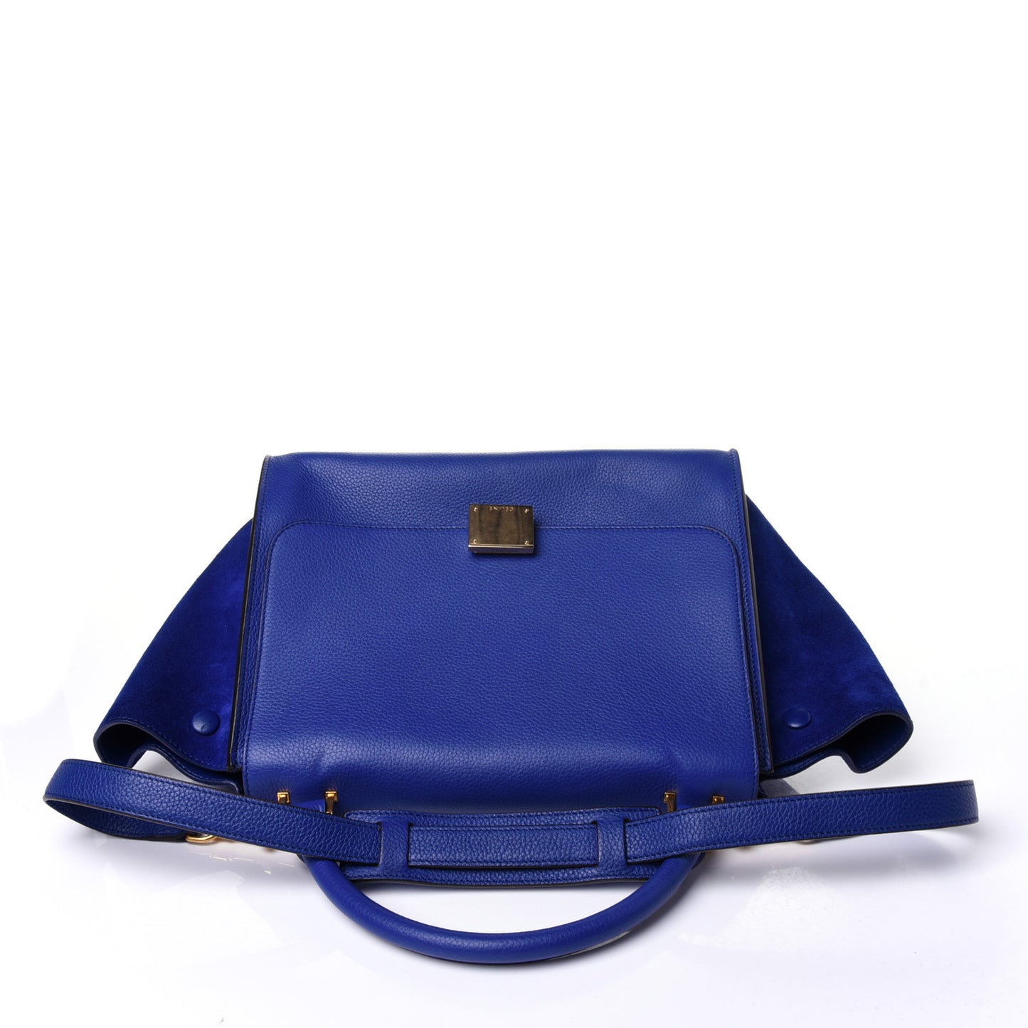 Drummed Calfskin Suede Small Trapeze Indigo