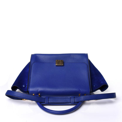 Celine Drummed Calfskin Suede Small Trapeze Indigo 10 of 10