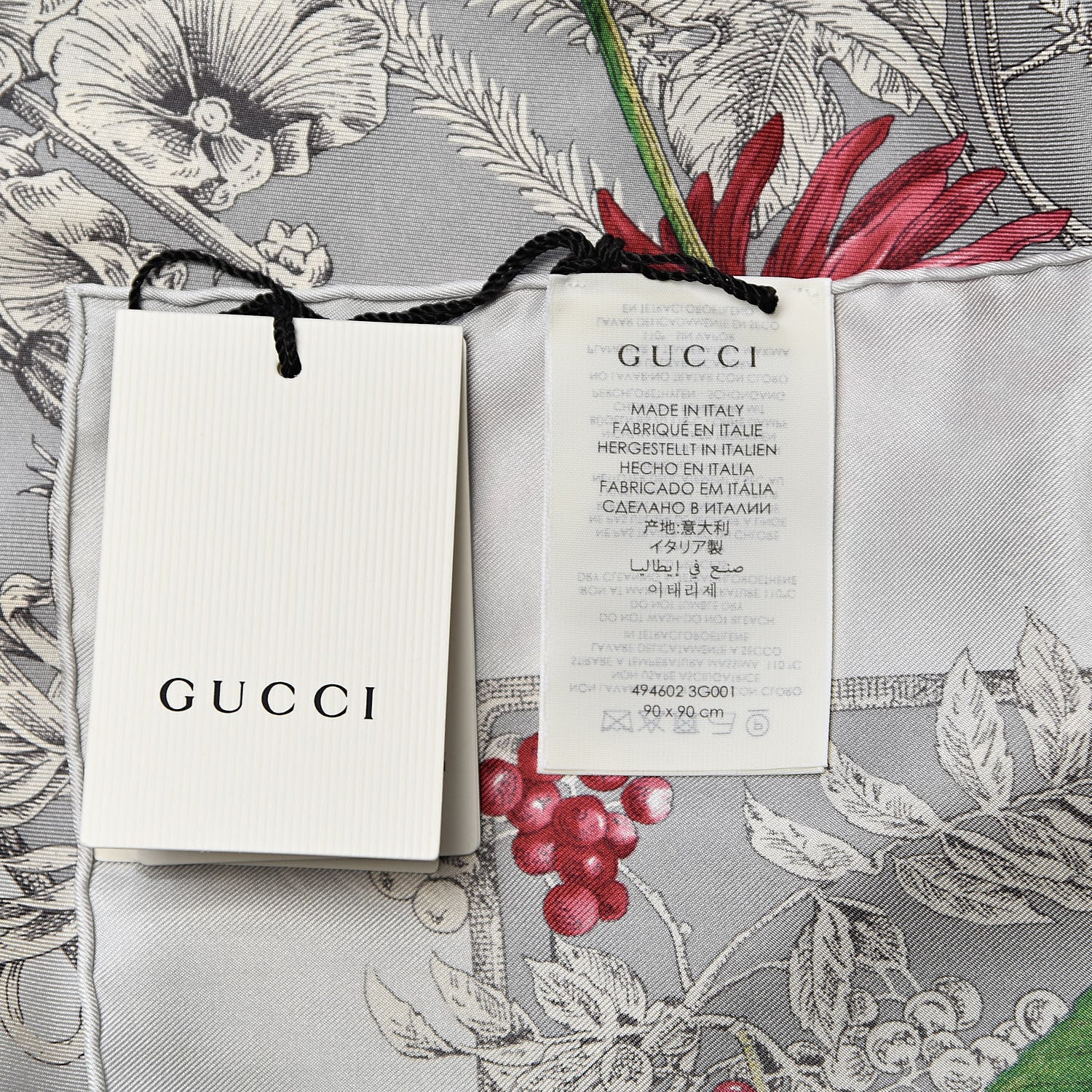 Gucci Silk Twill Wondergardenia Square Scarf Zinc Beige 4 of 4