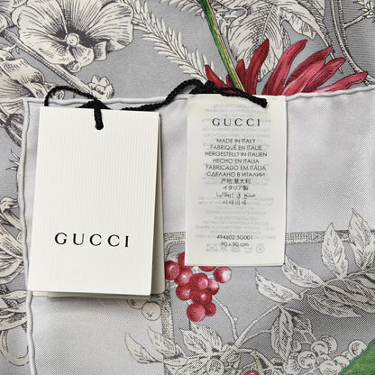 Gucci Silk Twill Wondergardenia Square Scarf Zinc Beige 4 of 4