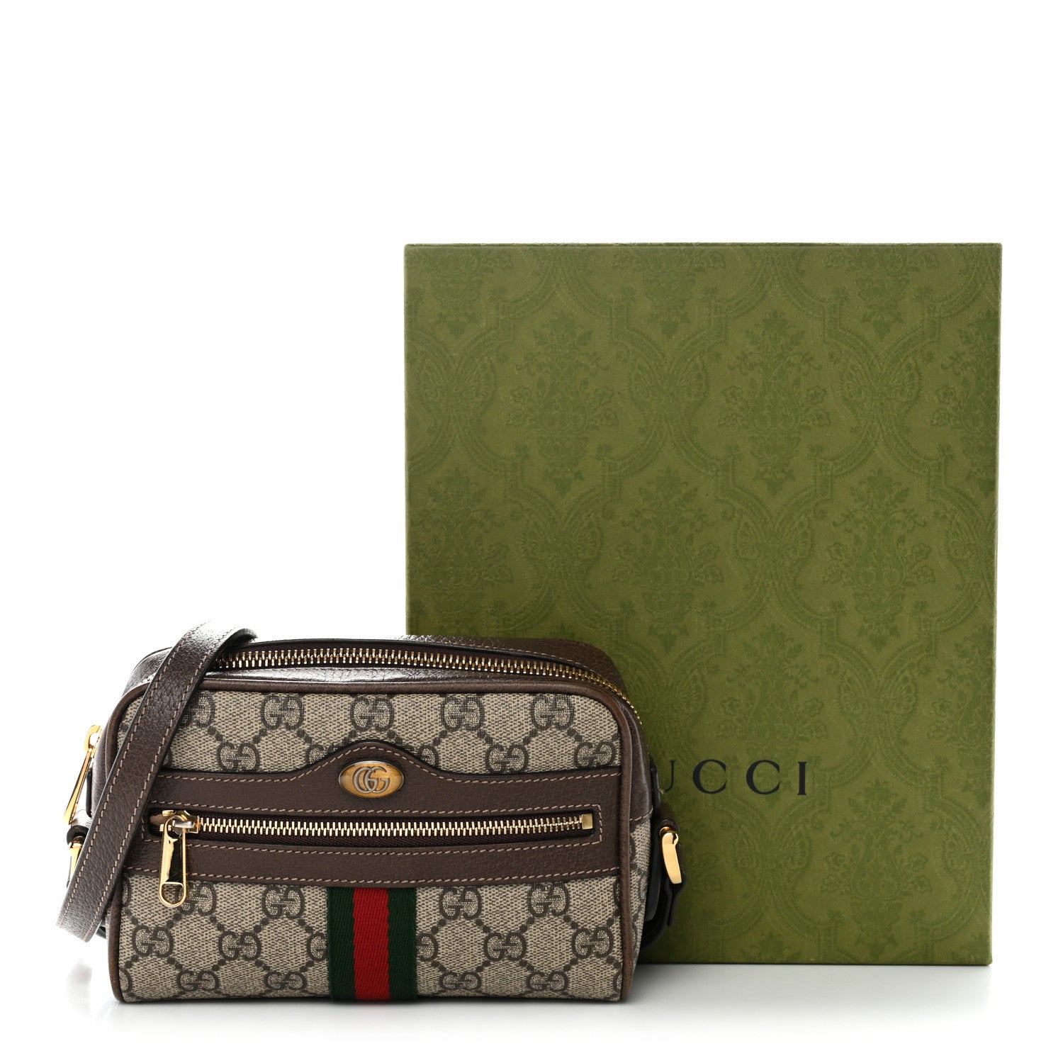 Gucci GG Supreme Monogram Web Mini Ophidia Shoulder Bag Brown 13 of 13