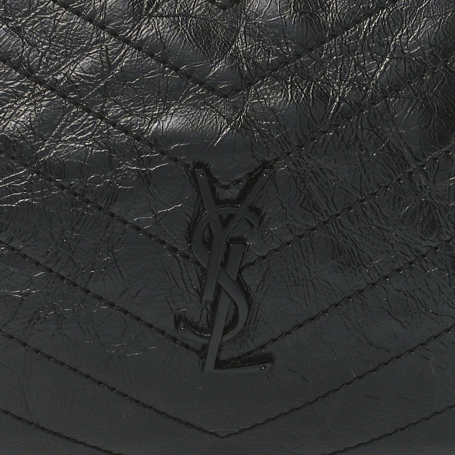 Saint Laurent Crinkled Calfskin Matelasse Monogram Medium Niki Shopper Tote Black 9 of 12
