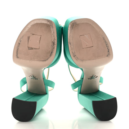 Prada Satin Metal Triangle Logo Ankle Strap 40/135mm Platform Sandals 38.5 Assenzio 5 of 7