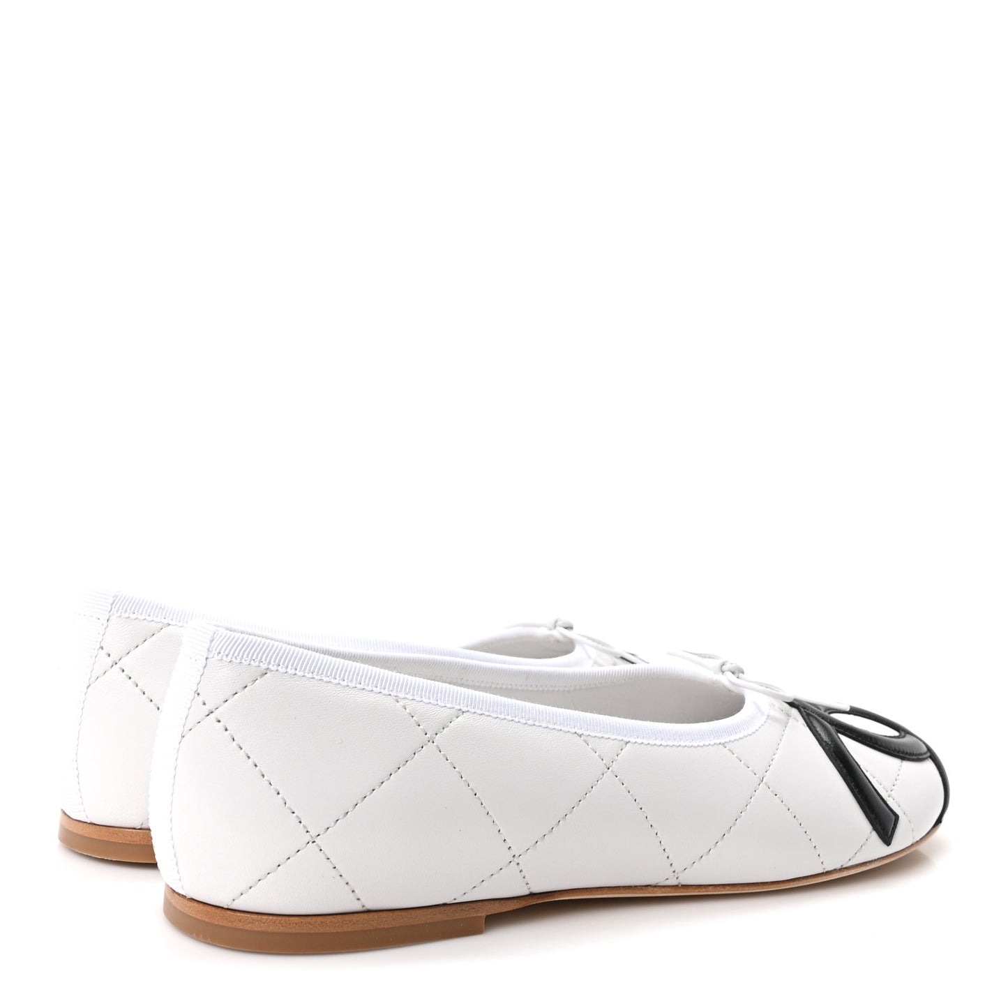 Lambskin Quilted CC Cambon Ballet Flats 41 White Black