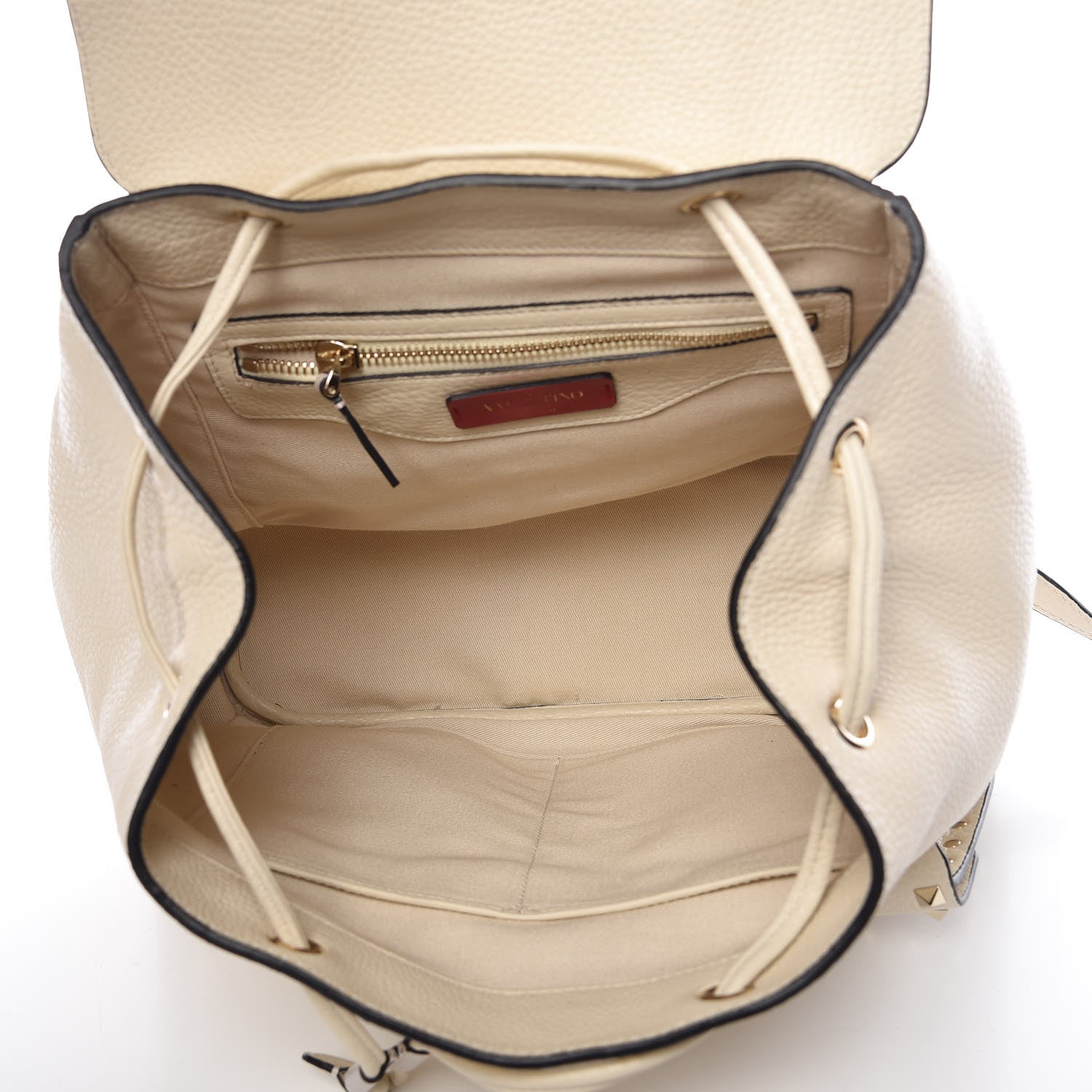 Valentino Garavani Pebbled Calfskin Rockstud Double Pocket Backpack Ivory 5 of 9