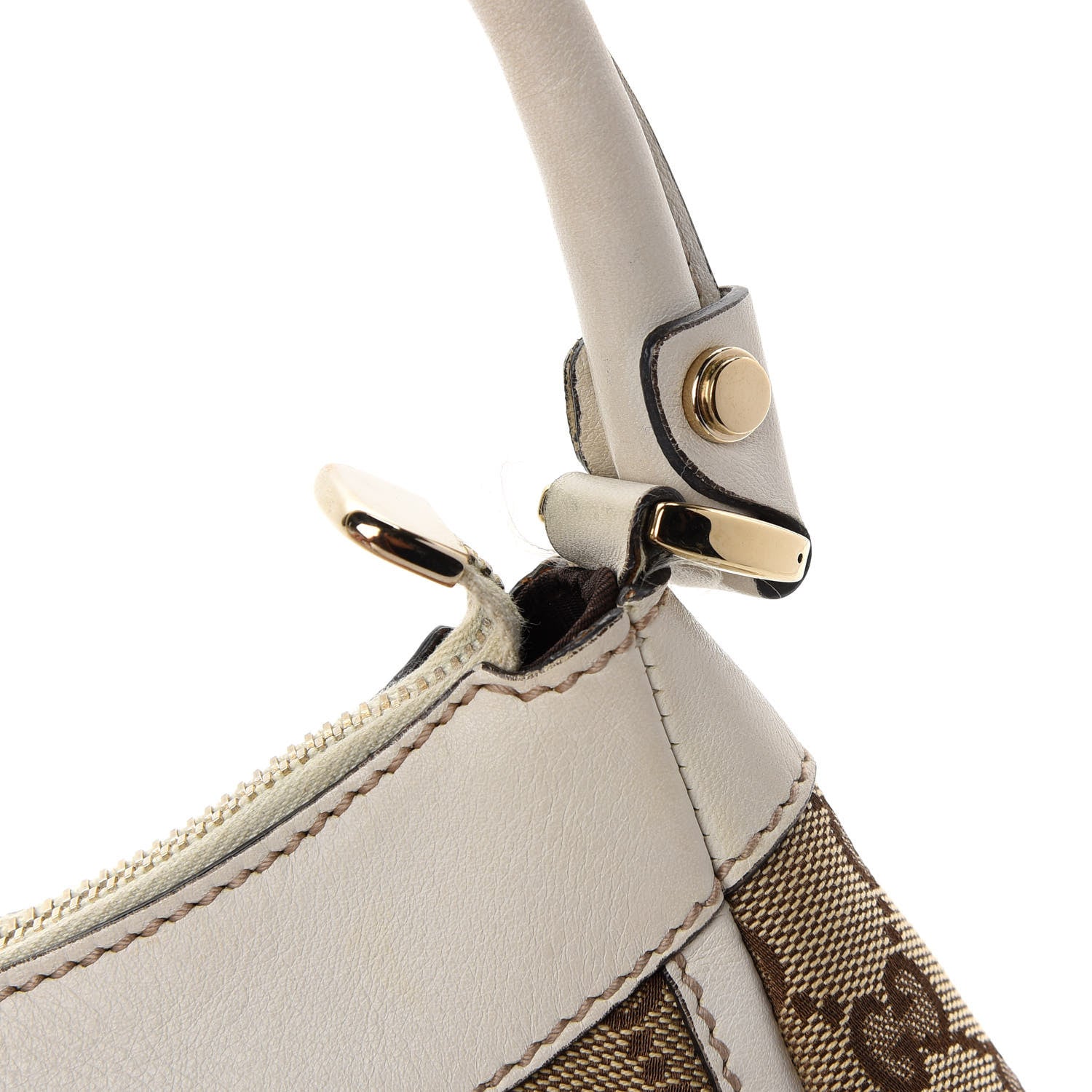 Gucci Monogram Medium D Gold Ring Hobo White 10 of 11