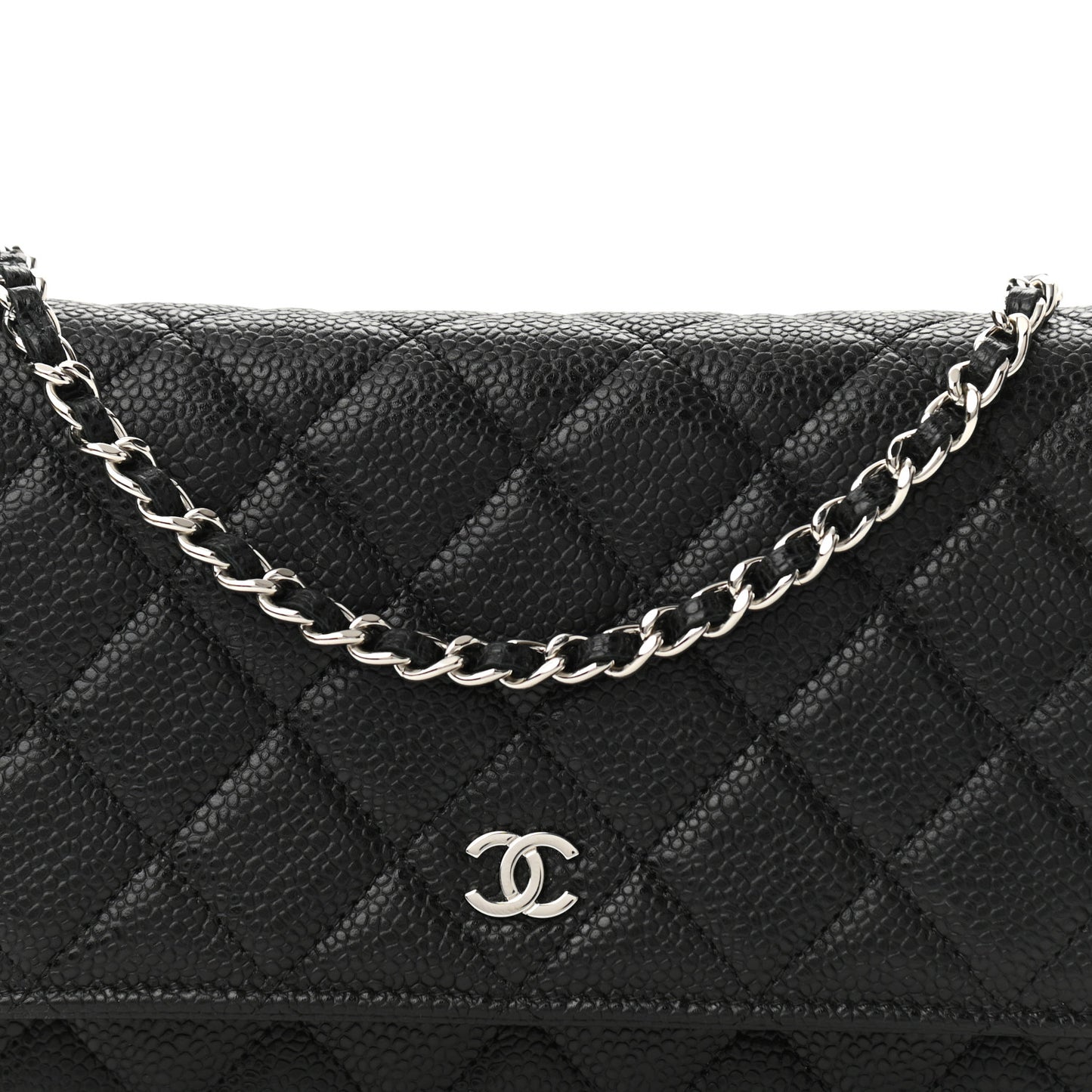 Caviar Quilted Wallet On Chain WOC Black