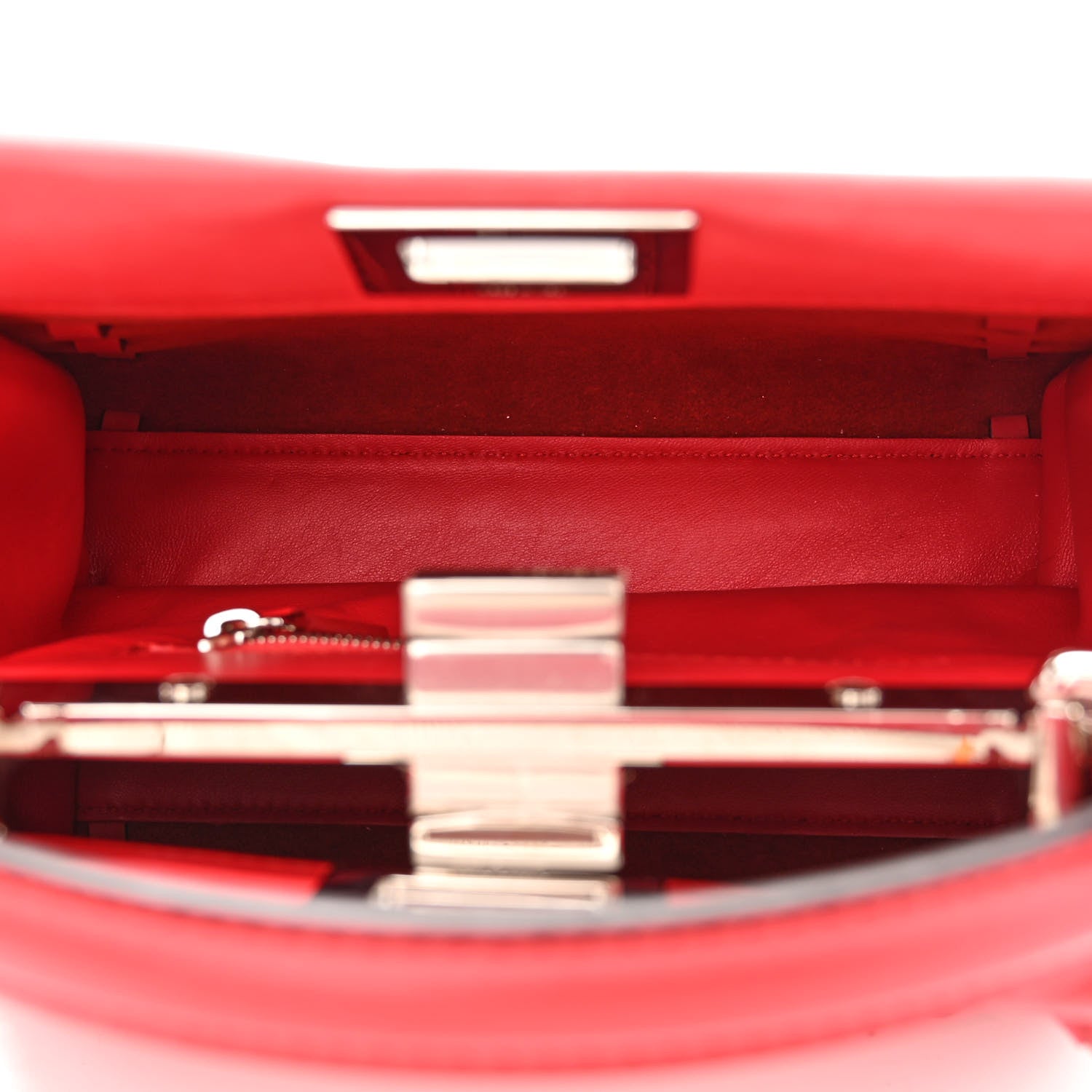 Fendi Vitello Seta Century Nappa Whipstitch Mini Peekaboo Iconic Satchel Fiamma 5 of 12