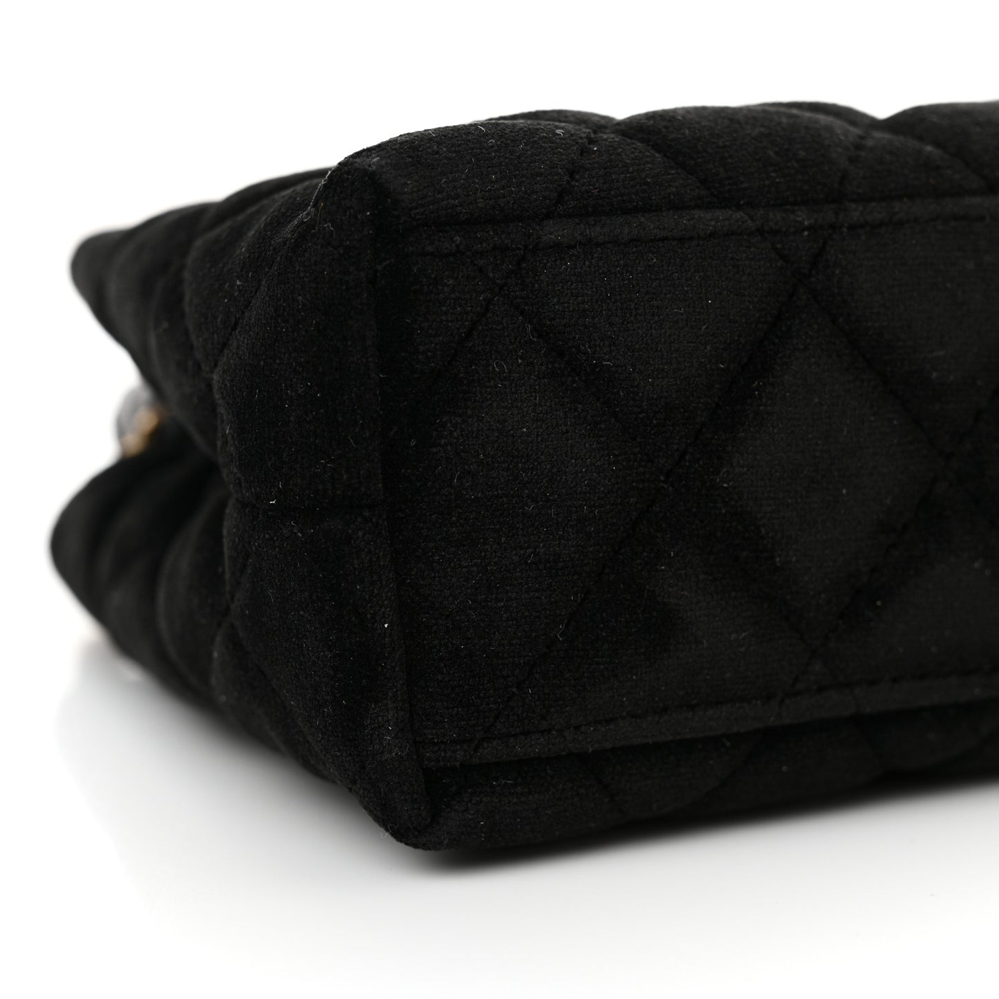 Velvet Quilted Nano Kelly Shopper Black
