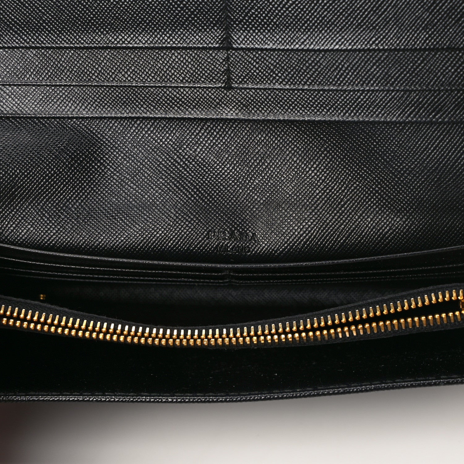 Prada Saffiano Metal Continental Flap Wallet Black 7 of 12