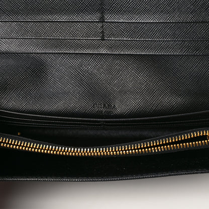 Prada Saffiano Metal Continental Flap Wallet Black 7 of 12