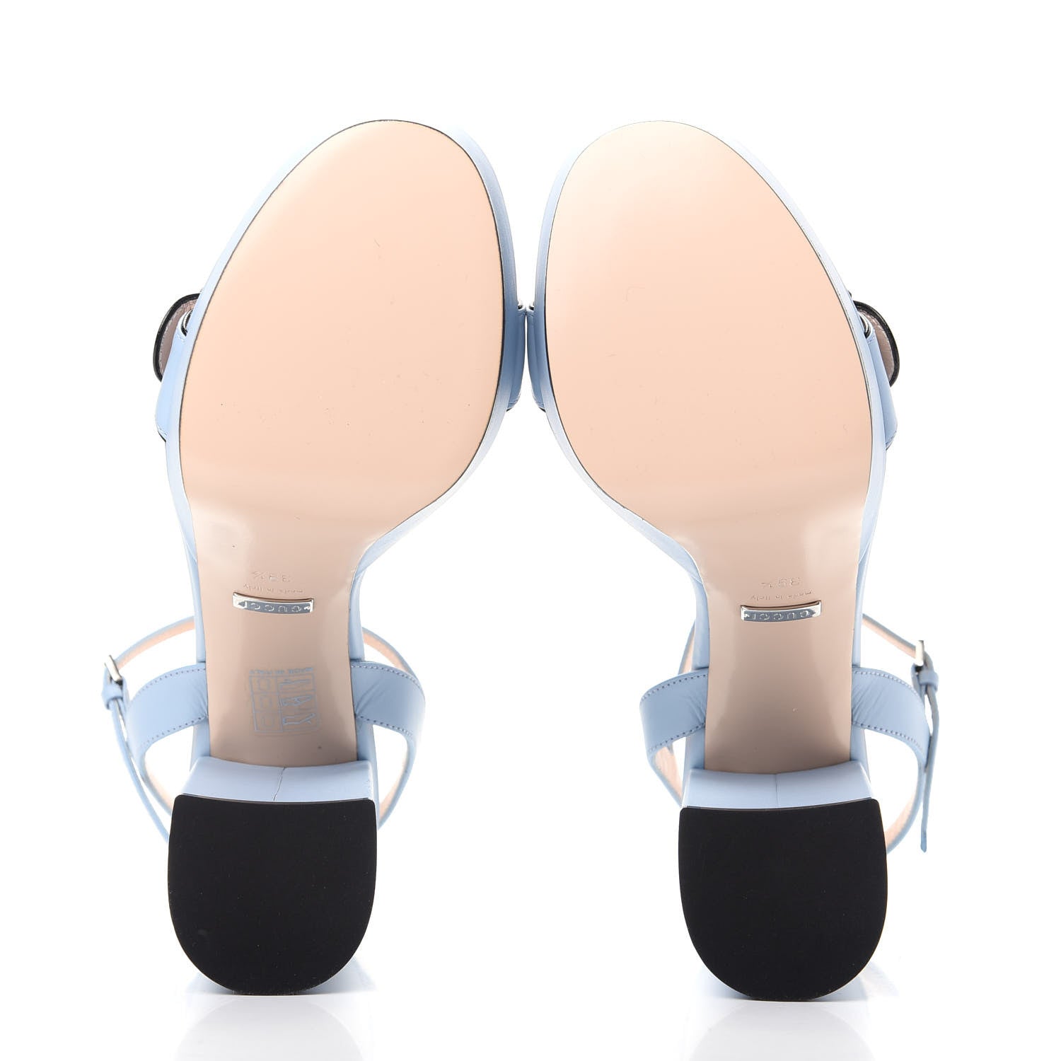 Gucci Calfskin GG Marmont Ankle Wrap 30/115mm Platform Sandals 39.5 Porcelain Light Blue 6 of 10