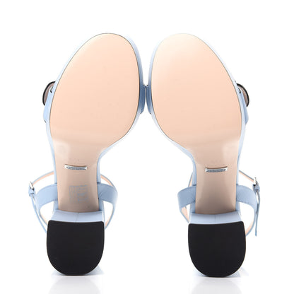 Gucci Calfskin GG Marmont Ankle Wrap 30/115mm Platform Sandals 39.5 Porcelain Light Blue 6 of 10