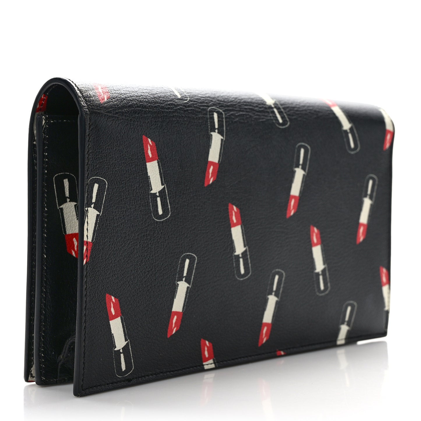 Calfskin Lipstick Print Classic Monogram Kate Clutch Black