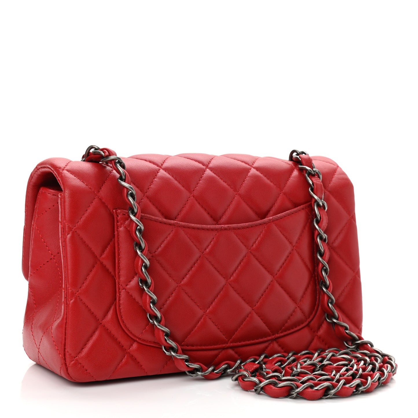 Lambskin Quilted Mini Rectangular Flap Red
